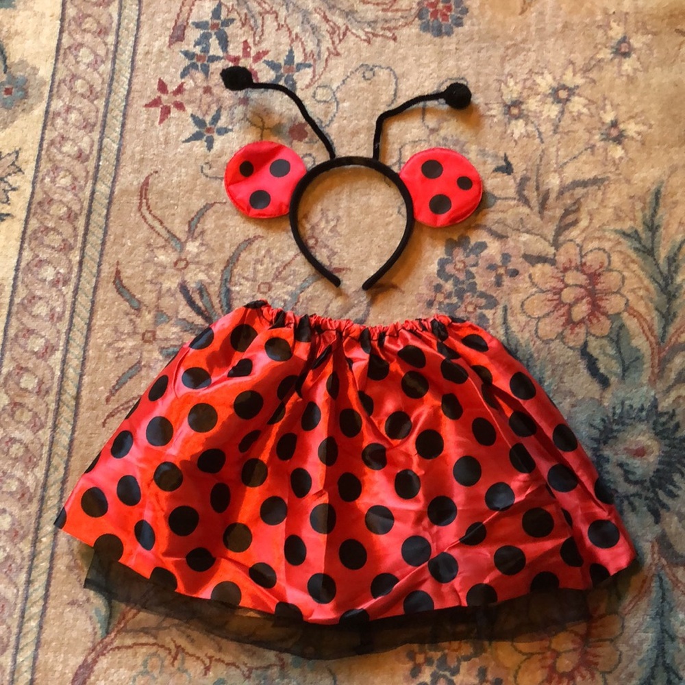 Ladybug Girls Skirt and Antenna Headband Halloween costume